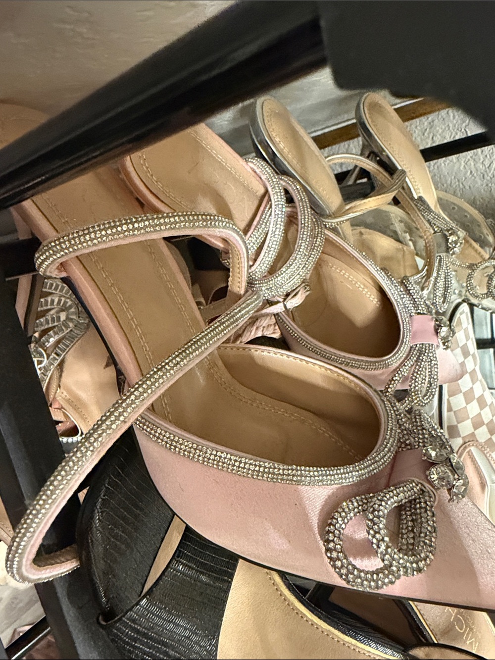 Elegant Pink Rhinestone-Trim Women’s Dress Heels